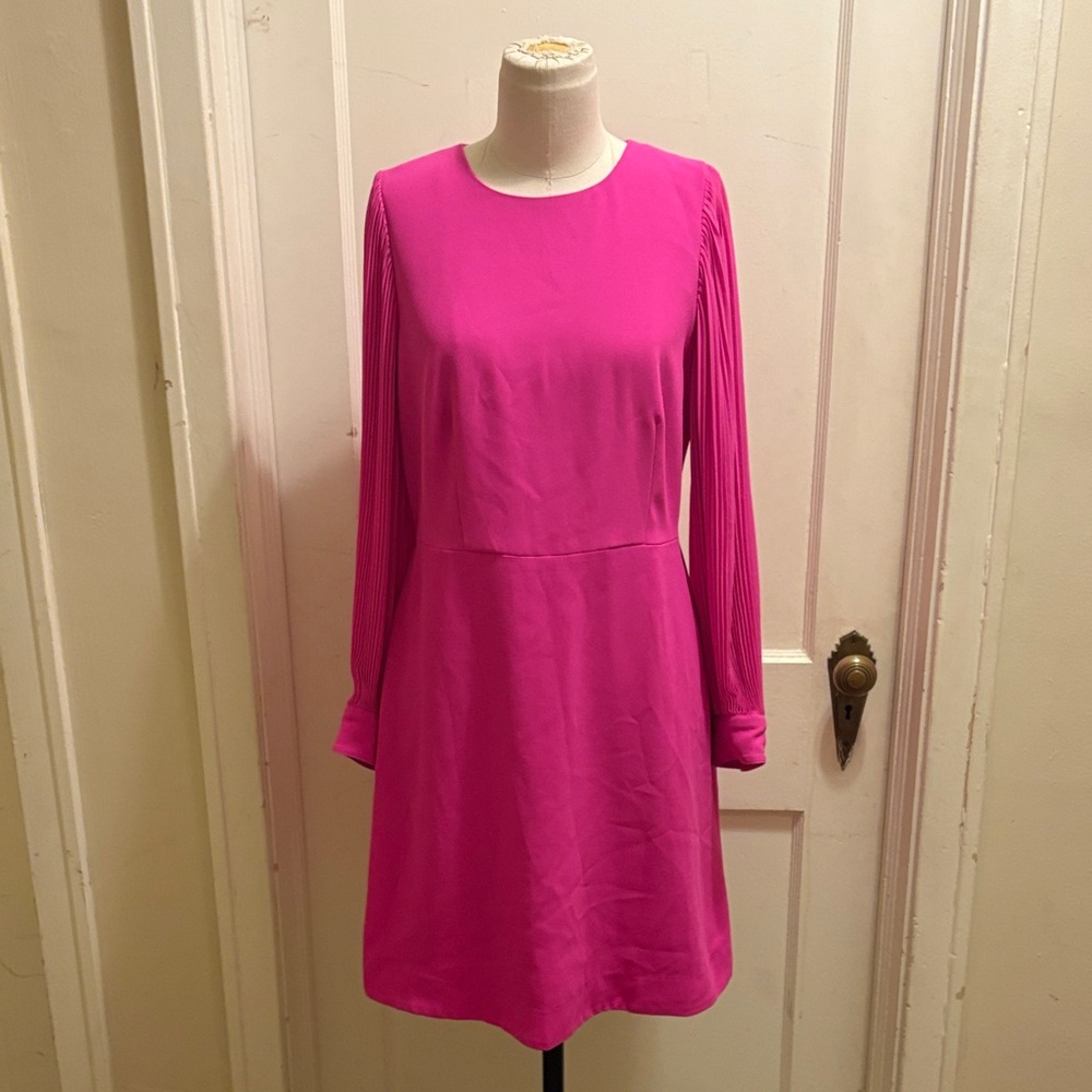 J. Crew Vibrant Pink Long Sleeve Dress